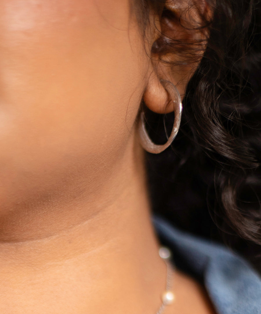 Textured Moon Hoops