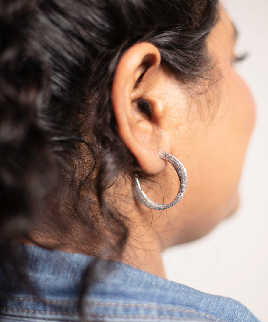 Textured Moon Hoops