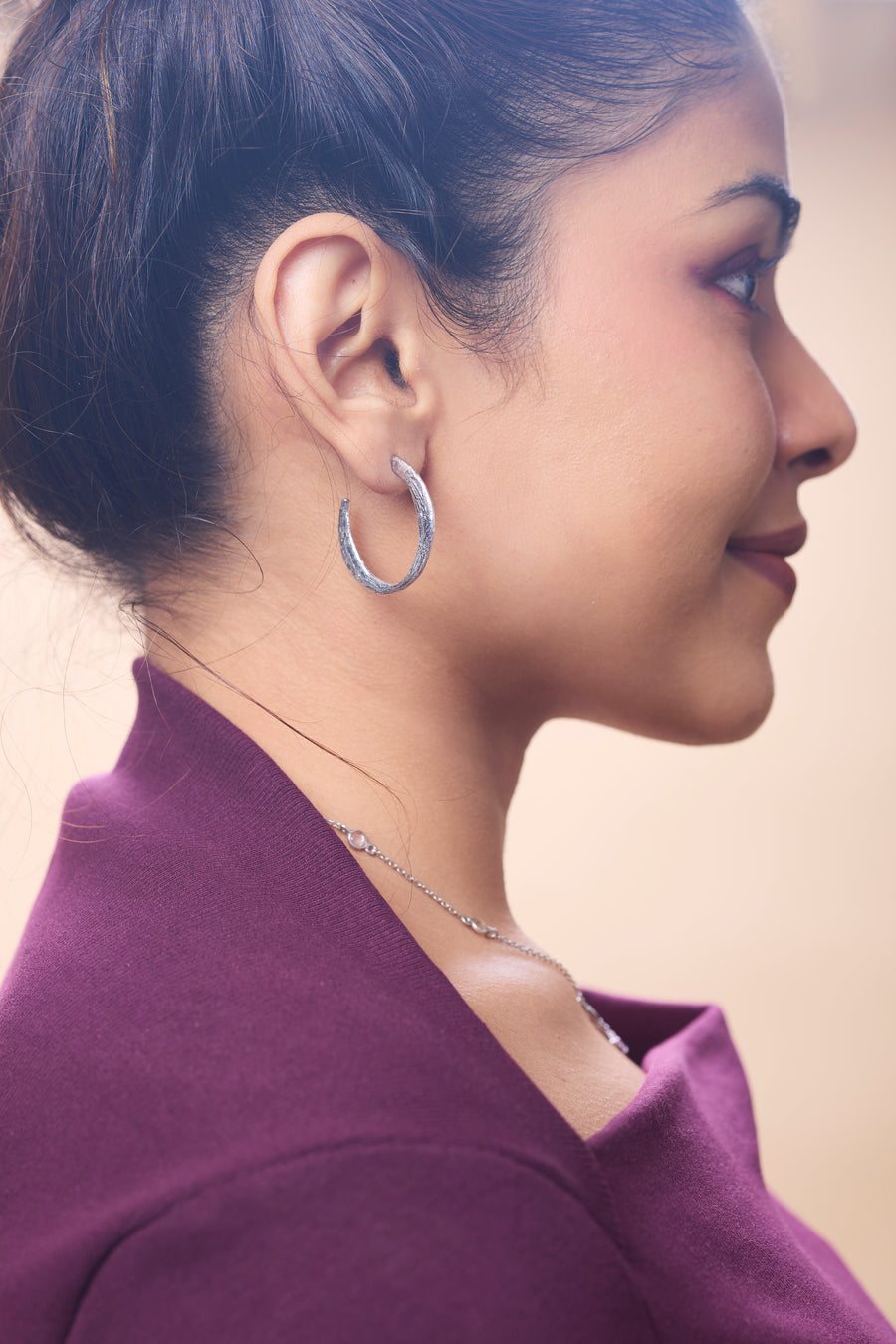 Textured Moon Hoops