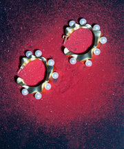 Pearl Gold Wave Hoops